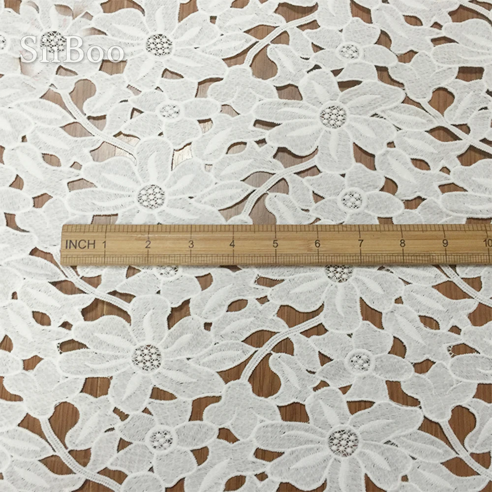 Элегантная кружевная ткань с вышивкой в виде листьев лотоса для платья юбки