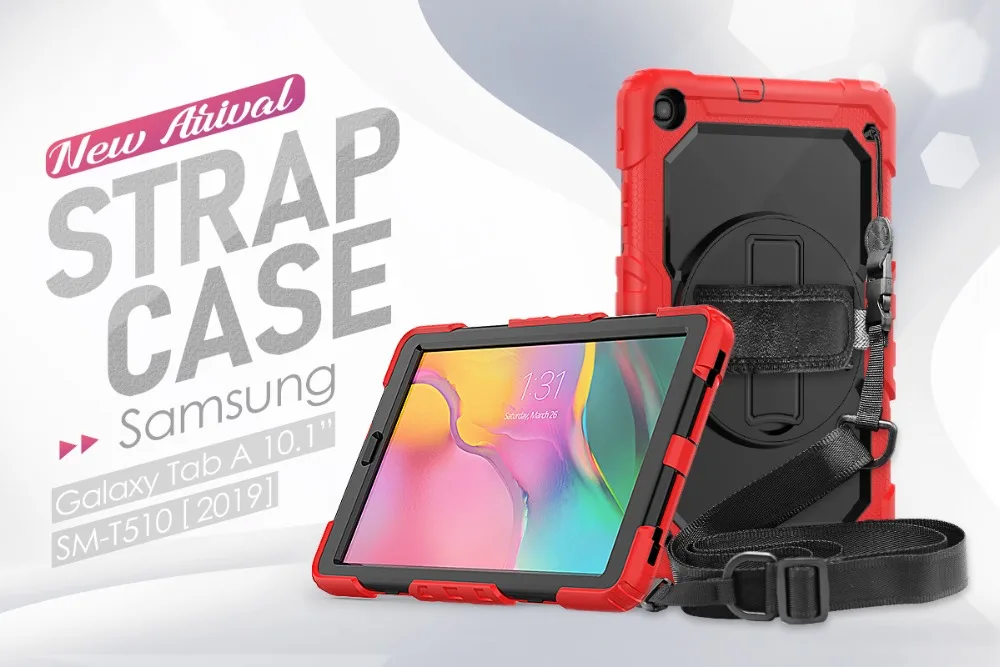 360 Вращающийся чехол для Samsung Galaxy Tab A 10,1 T510 T515 SM-T510 SM-515 чехол для планшета с ремешком на плечо+ ручка+ пленка