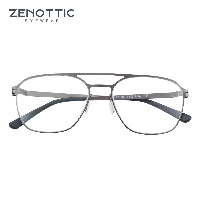 

ZENOTTIC Design Double Bridge Aviator Glasses Men Lightweight Pilot Large Optical Eyeglass Frame