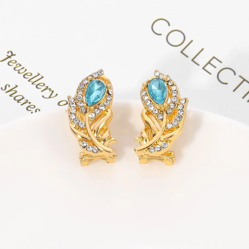 Женские милые серьги в богемном стиле с кристаллами Стразы золотого цвета