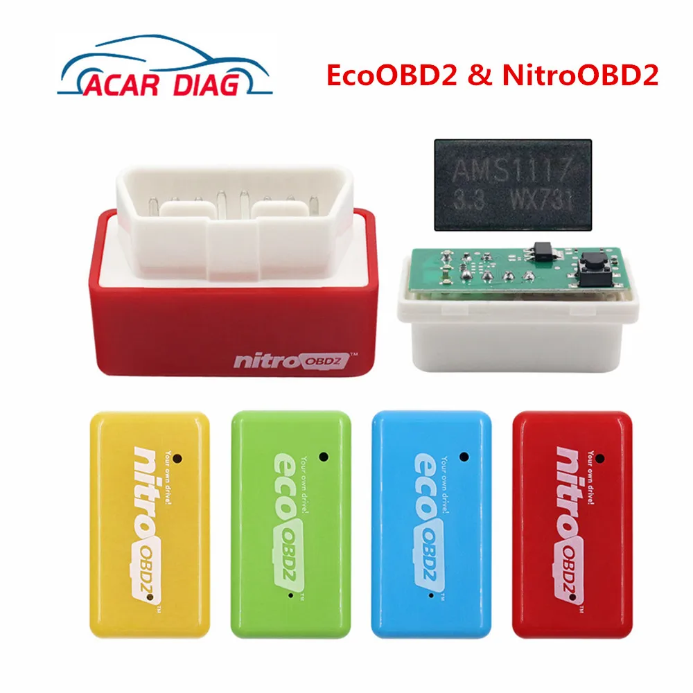 Оригинальные Полные чипы Eco Nitro OBD2 чип тюнинг коробка бензин дизель экономия