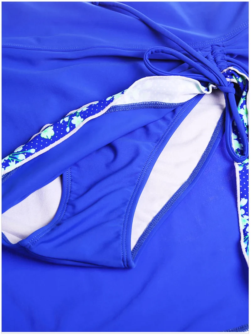 Купальник-танкини женский с оборками размера плюс купальник V-образным вырезом и