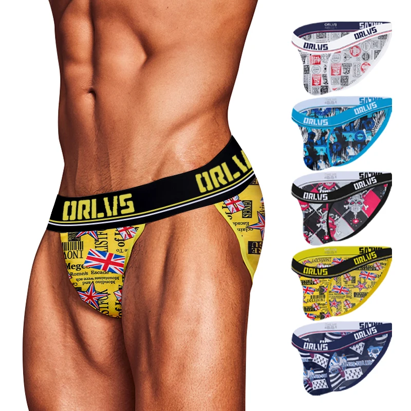 

ORLVS Mens Sexy Underwear Men Briefs Ice Silk Breathable Underpants Male Cotton Low Waist Gay Slip Men's Panties U Convex OR6111