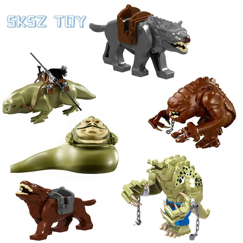 

Action Figures Space Wars tauntaun wolf Dewback Rancor Jabba Big Size Building blocks movie figures educational Toys for Kids