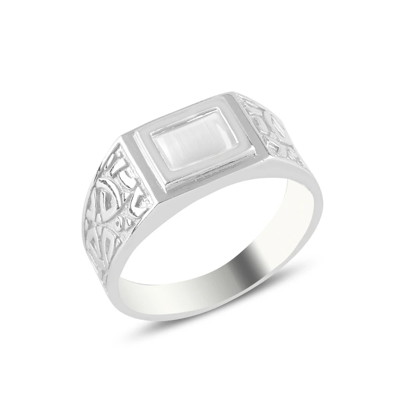 

Silverlina Silver White Cat 'S Eye Stone Ring