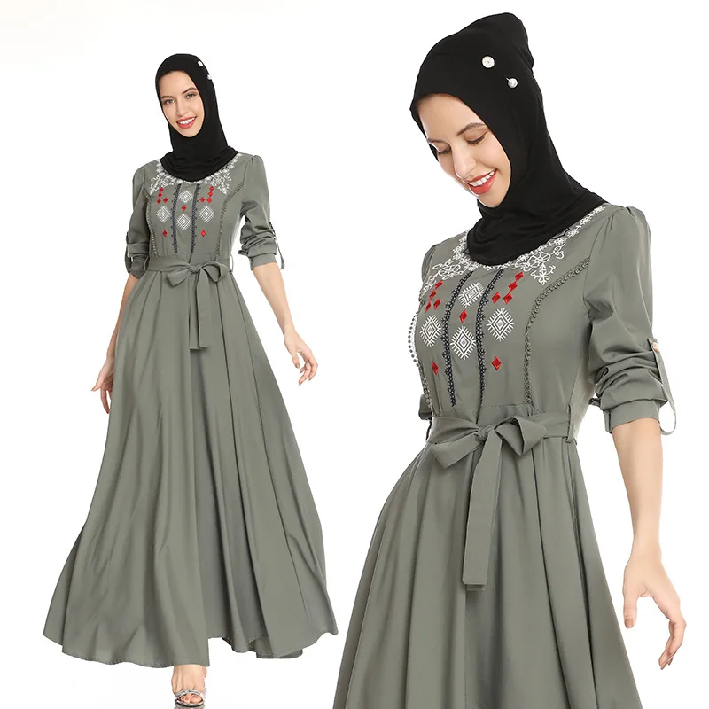 

New long skirt Middle Eastern Arabic embroidered dress National style dress pakistani dress muslim sets abaya kaftan dress