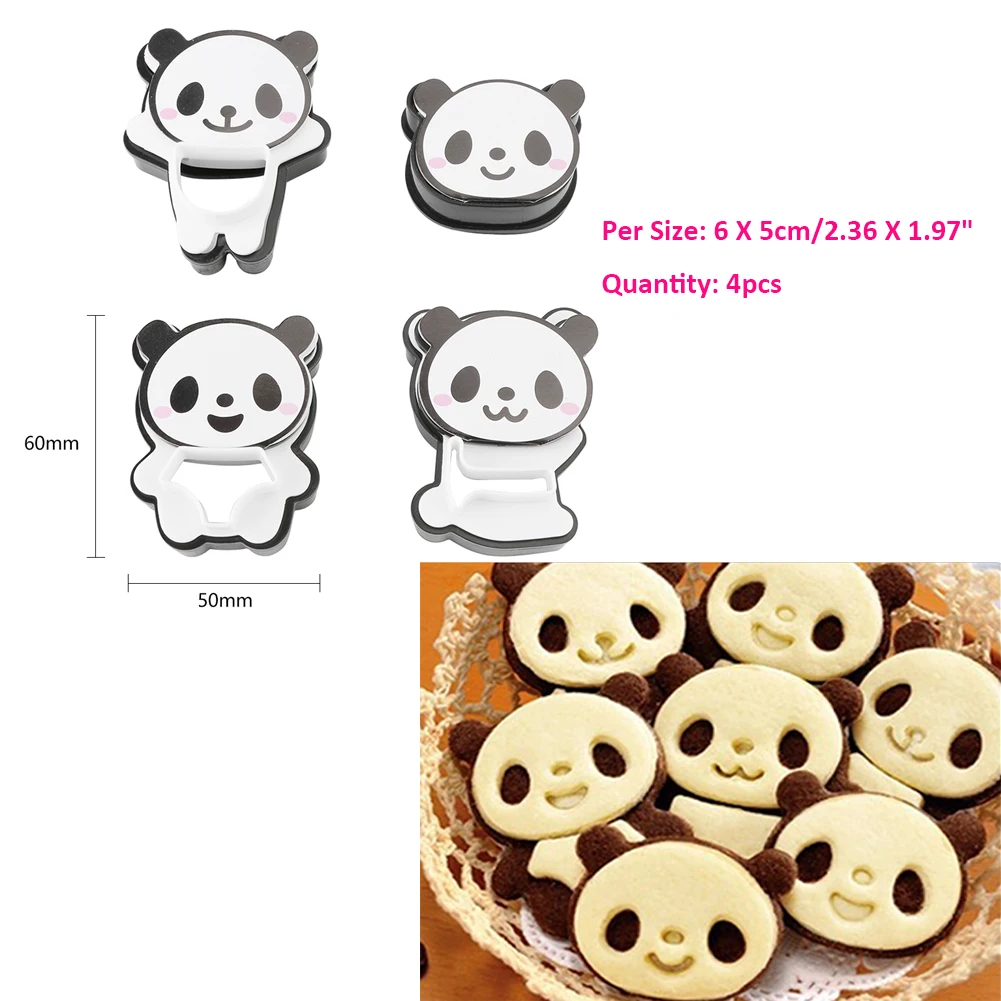 4pcs panda Форма для пончиков, десертов, печенья, сделай сам, форма для пончиков, 3D, ручной работы, для кексов, желе, печенья, мини, для кексов, для приготовления кексов, кухонный инструмент для выпечки - Цвет: 4pcs panda