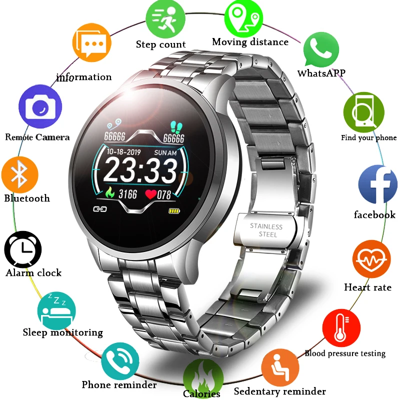 

LIGE 2020 New Smart Watch Men Heart Rate Blood Pressure Information Reminder Sport Waterproof Smart Watch for Android IOS Phone