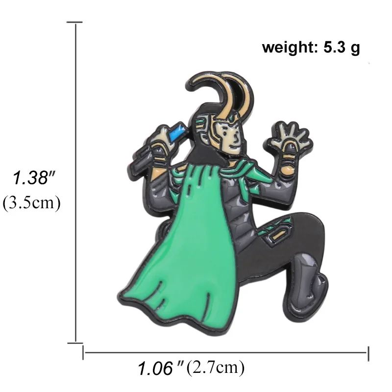 Металлическая эмалированная брошь в виде рюкзака Тор Локи | Украшения и