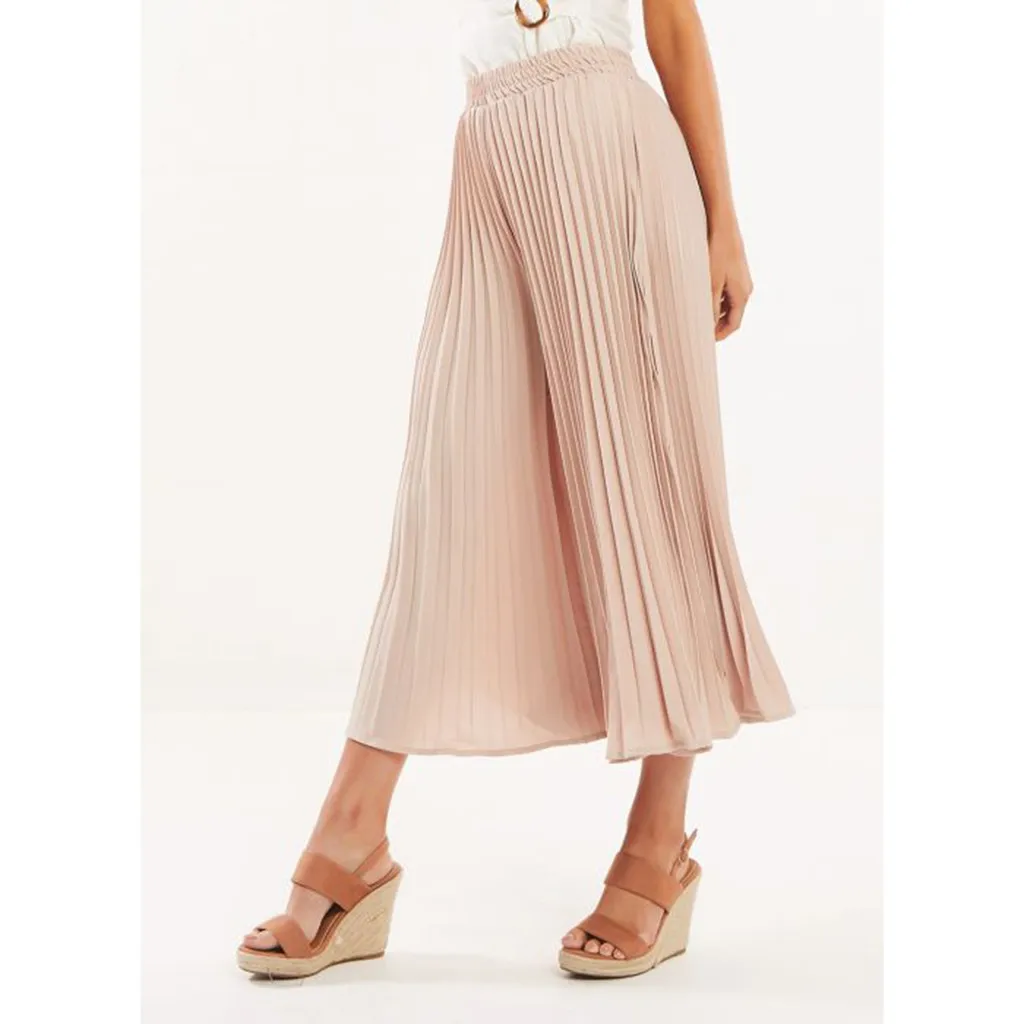 Модные Женские однотонные прямые брюки до щиколотки с эластичной талией женские