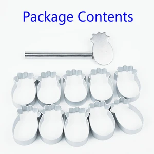 10pcs Pineapple Shape Cake Pie Biscuit Cutter Bread Mold With 1 Pressing Mould Stainless Steel Baking Tools Kitchen Accessories