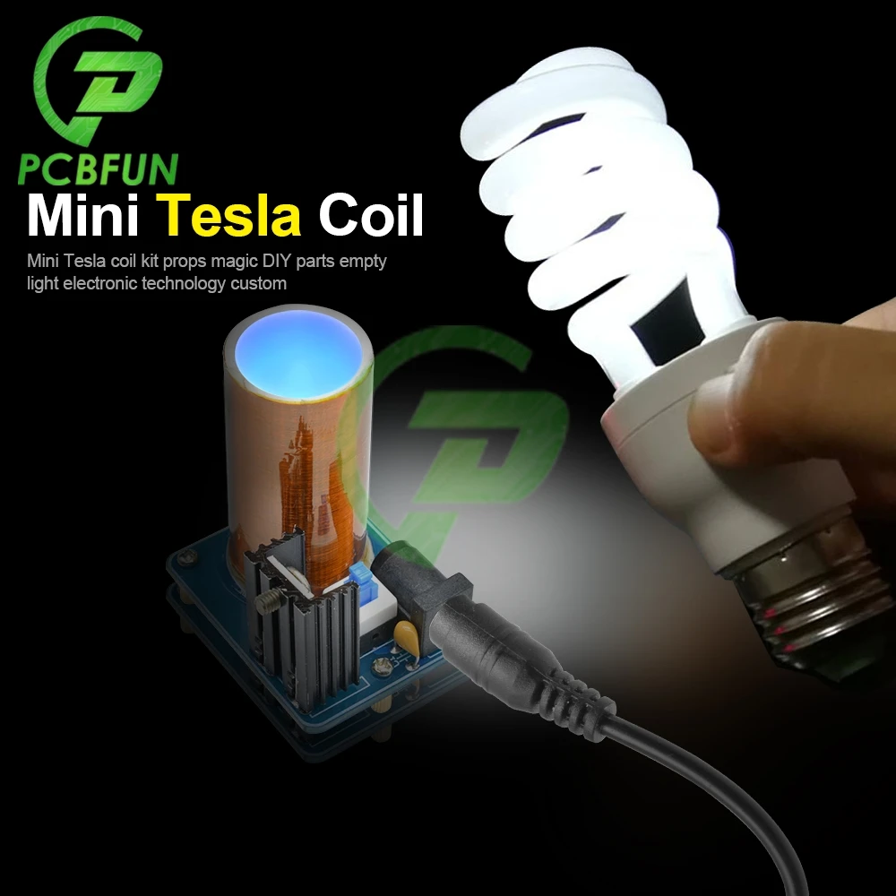 12V BD243 Mini Tesla Coil Kit Magic Props DIY Parts Empty Lights Technology Diy Electronics BD243C Wirelessly Transmit Electric |