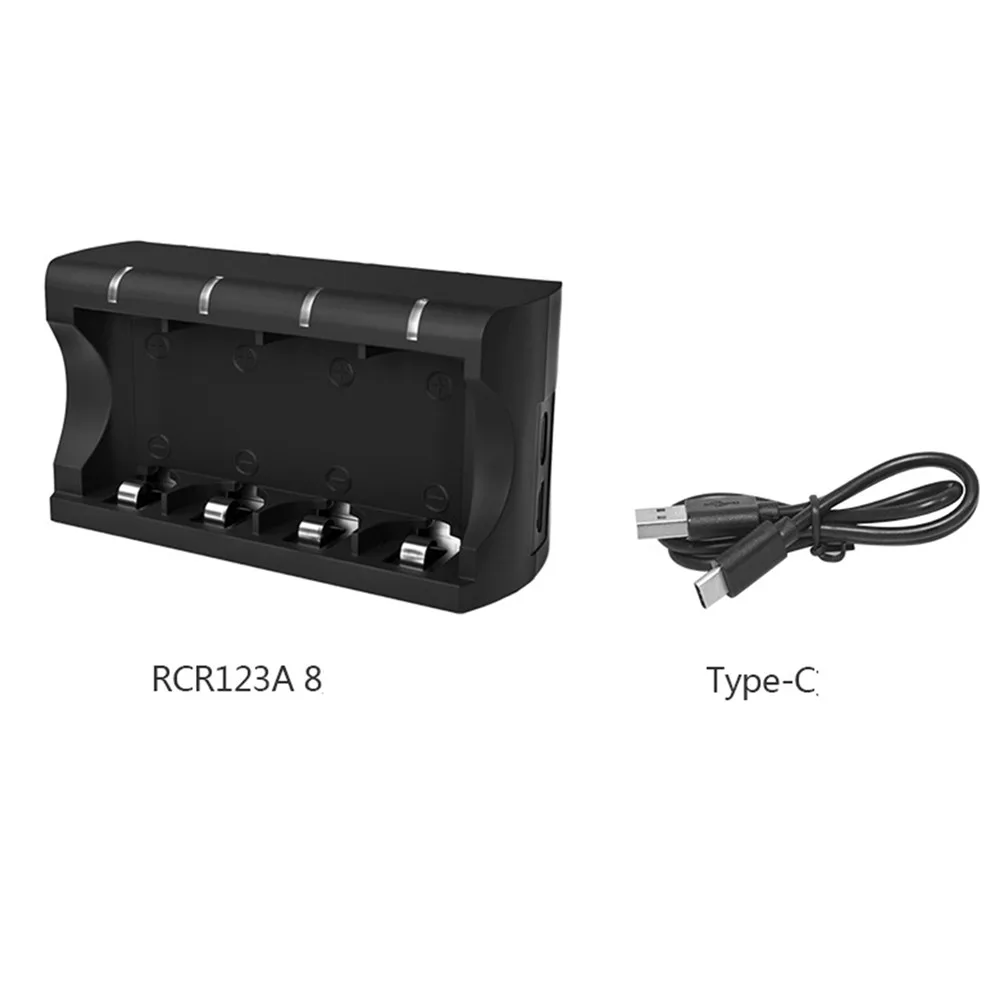 Перезаряжаемая литий-ионная аккумуляторная батарея RCR123A 8 ячеек умное зарядное