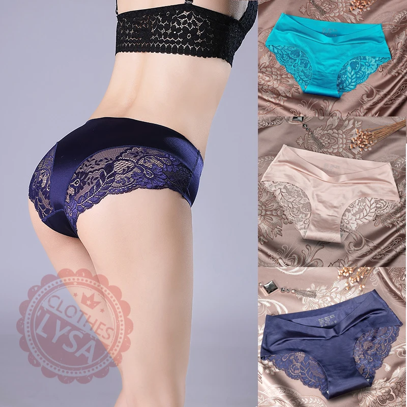 Девушка Прозрачный ледяной шелк низкая посадка трусики Дамское белье
