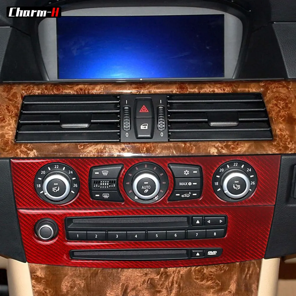

Car Interior Decoration Carbon Fiber Stickers Car Center Console CD Panel Cover Trim For BMW E60 5 series 2004-2010 Accessaries