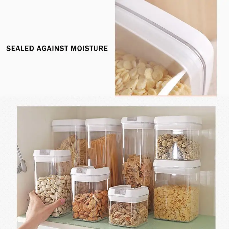 

5pcs Kitchen Storage Box Sealing Food Storage Container Preservation Plastic Fresh Pot Container 500ml -1200ml