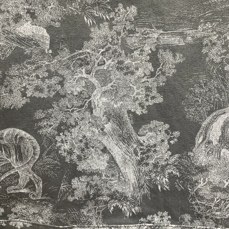 

Jungle Ink Paint Print Denim Jackets Women Autumn 2021 High-end Brand 3D Cut Lapel Long Sleeve Double Pocket Slim Denim Jackets