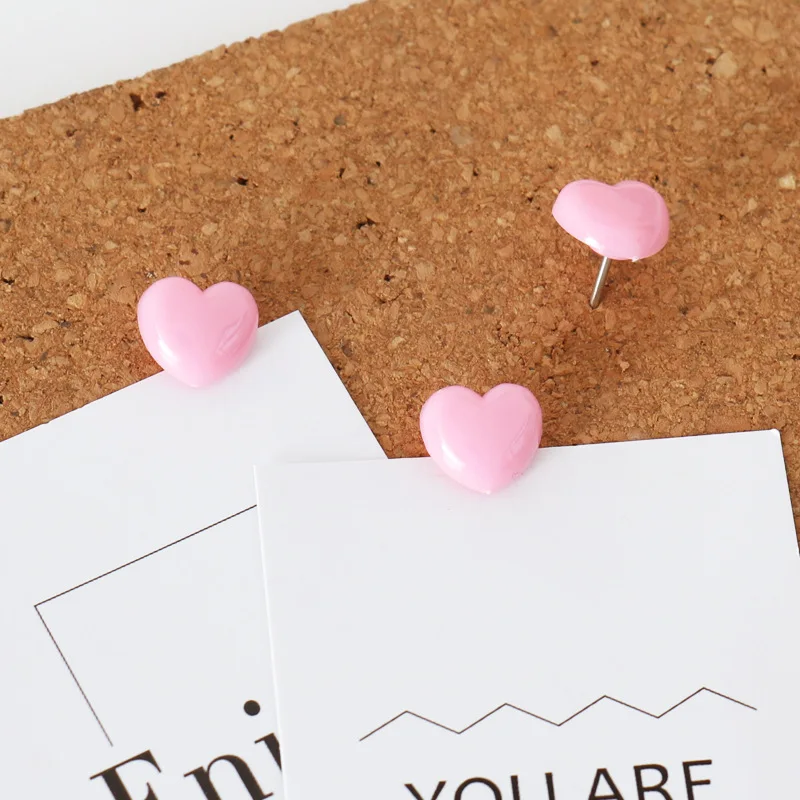 

150pcs/box colorful heart-shaped pushpins, pink-red plastic heart-shaped student handbook decoration pushpins, boxed cork nails