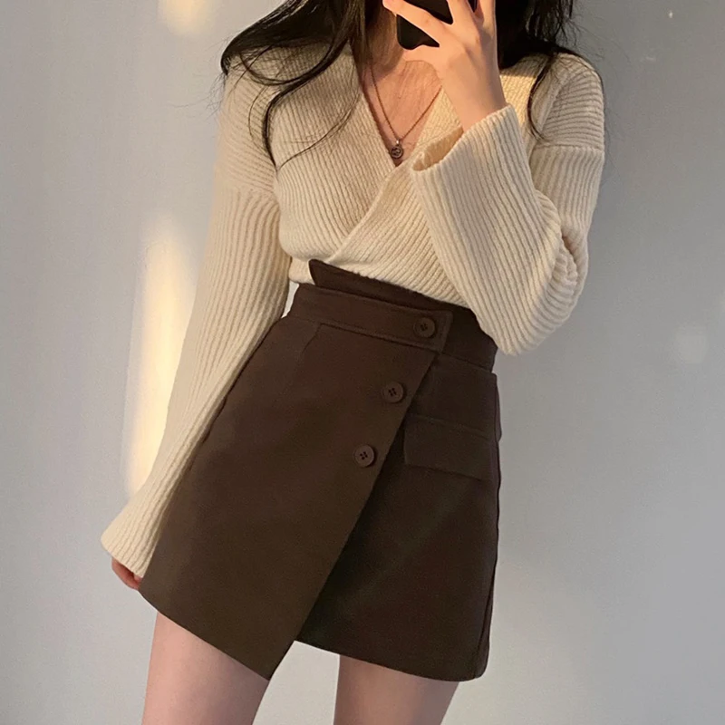 Женское платье ONALIPPA в Корейском стиле универсальный вязаный свитер с V-образным