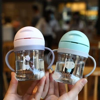 2021new 300ml baby feeding cup with straw children learn feeding drinking bottle kids training cup with straw