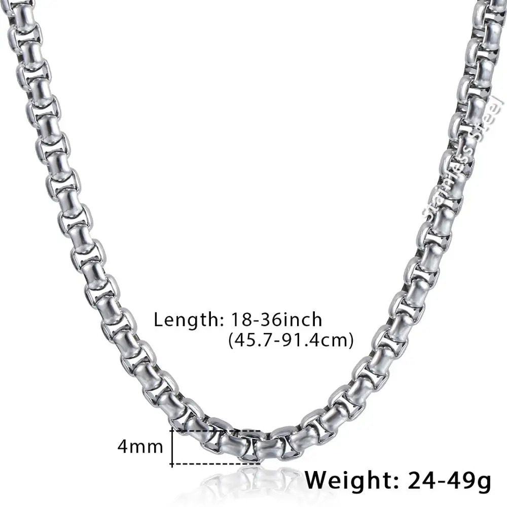 

Width 2mm/3mm/4mm Round Box Link Chain for Mens Women Silver Color Stainless Steel Neckalce Never Fade Waterproof Dropshipping