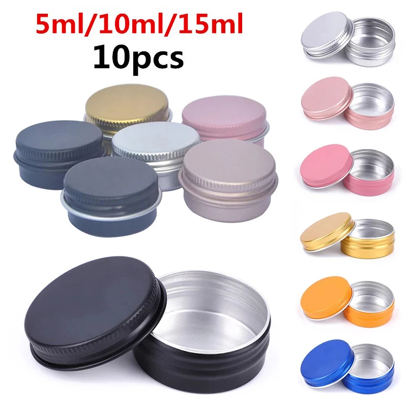 10PCS 5/10/15ML Mini Round Empty Aluminum Tin Storage Lid Jars for Cosmetic Spices Tea Can Organizer Cream Lipstick Ointment | Дом и сад