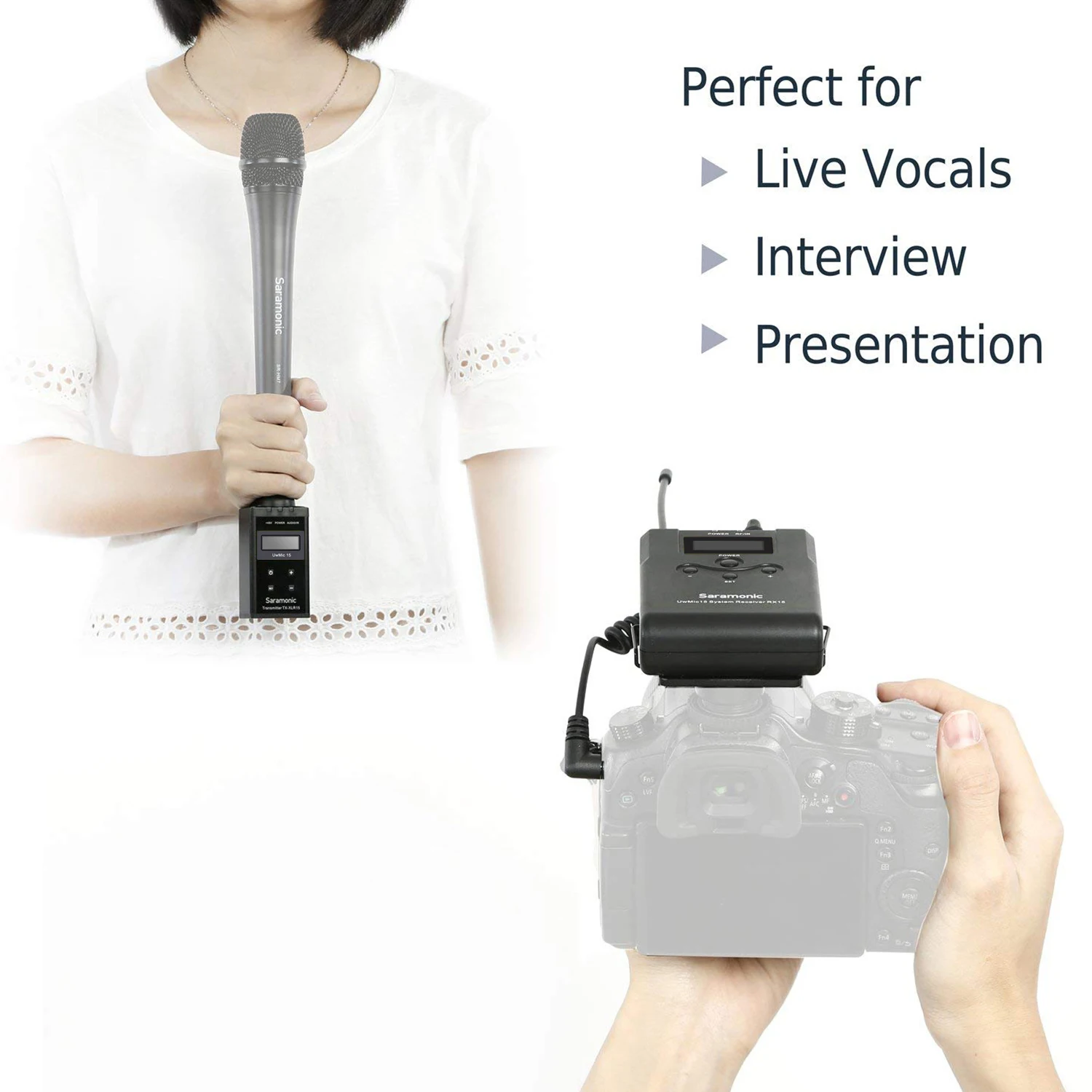 Микрофонная система Saramonic Uwmic15 A/B UHF для интервью видеозаписи Для беззеркальных и