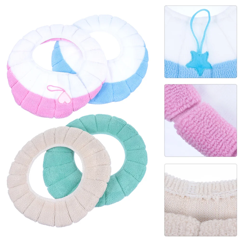 

4PCS Plush Warm Toilet Seat Cover Knitted Handle Toilet Cushion (4 Styles)