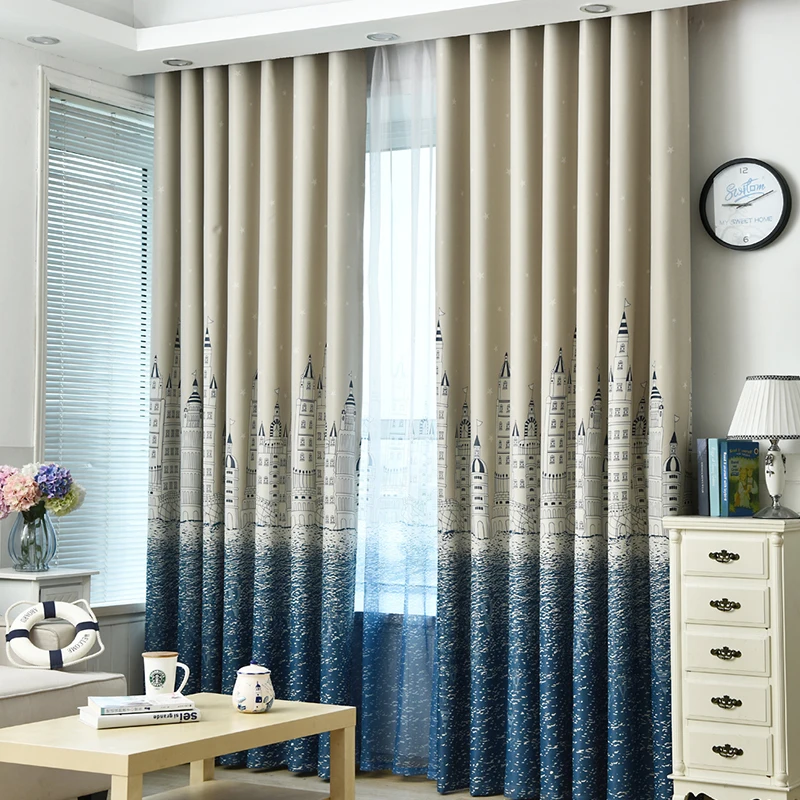 Современный с принтом &quotзамок&quot затемненные шторы в простом стиле для гостиной