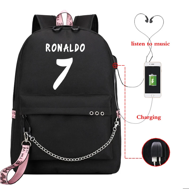 Рюкзак с USB-зарядкой для мальчиков и девочек модный школьный ранец принтом