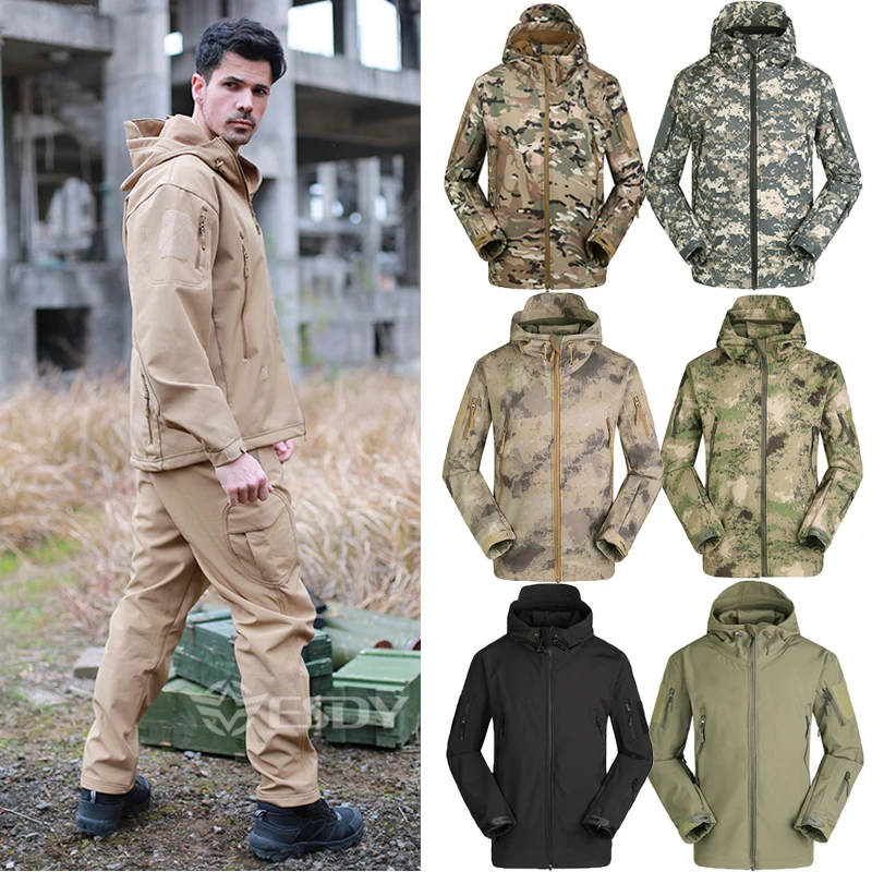 Мужская камуфляжная тактическая одежда Softshell Охотничья Треккинговая куртка gand
