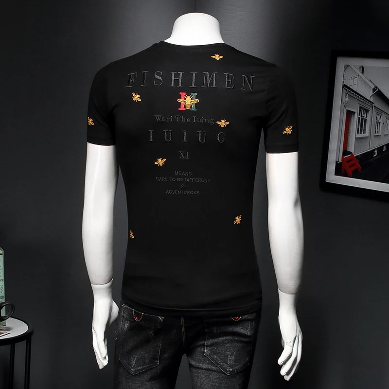 Футболка мужская с вышивкой тенниска короткими рукавами брендовая дизайнерская