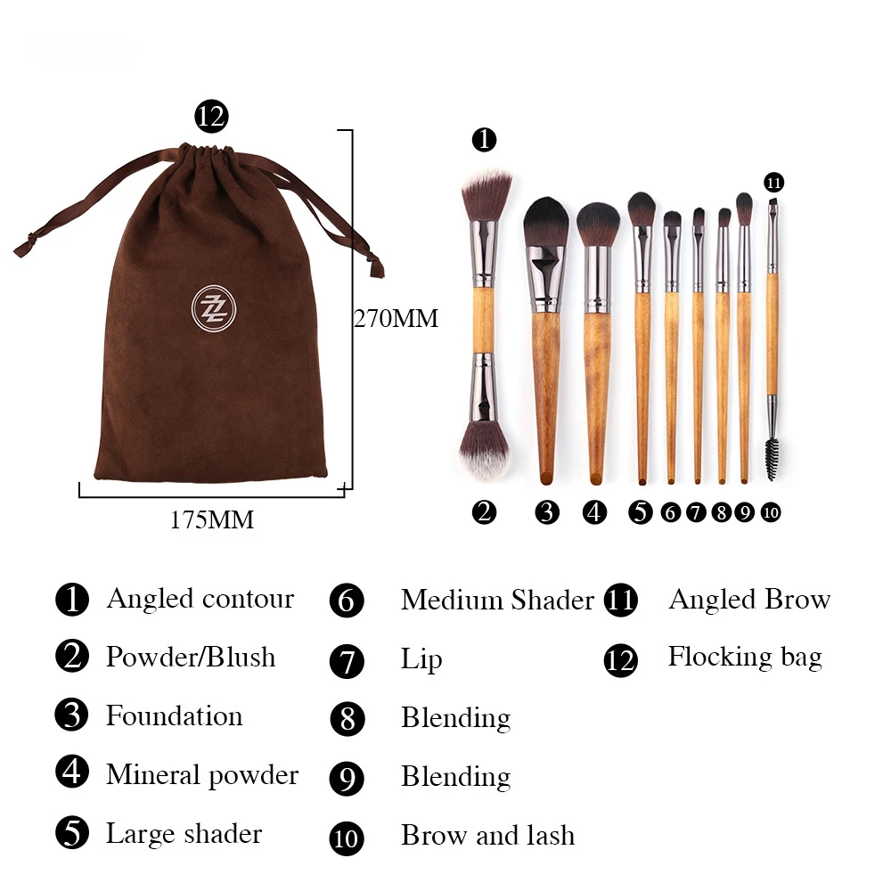 

New Cosmetics 9 Sets of Makeup Brushes Eye Shadow Brushes Lip Brushes False Eyelash Brushes Makeup Tools for Ladies Daily