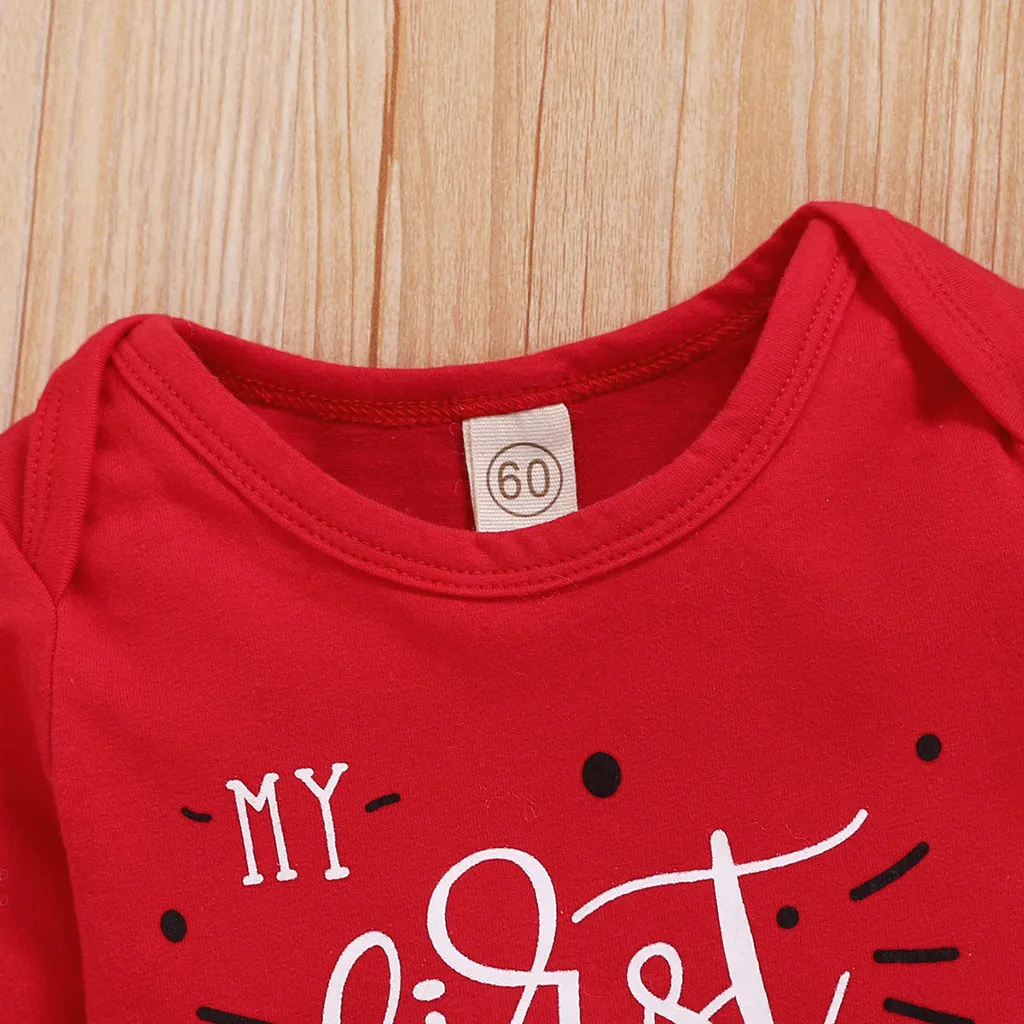 Милый детский костюм с надписью My First Christmas для маленьких мальчиков и девочек