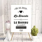 Виниловая Зеркальная Наклейка La блонд et le barbu, индивидуальная Дата, Свадебный знак, наклейки, французская наклейка на свадебную церемонию, роспись, искусство AZ939
