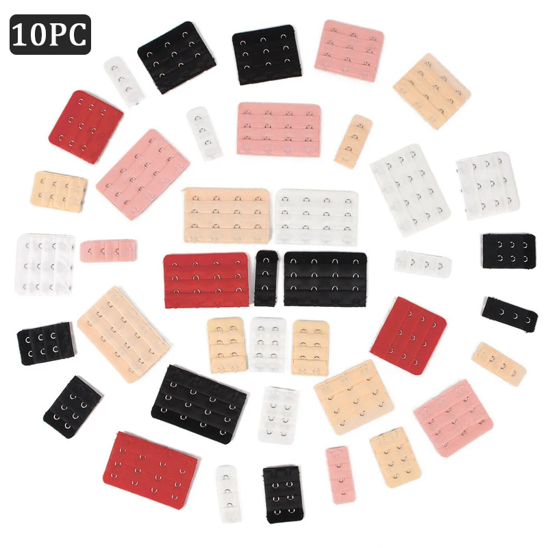 10Pcs Bra Extenders Strap Extension 3 Hooks 2 Rows Women Intimates Lengthened Bra Hook Extenders Womens Accessoires 2/3/4Buckles