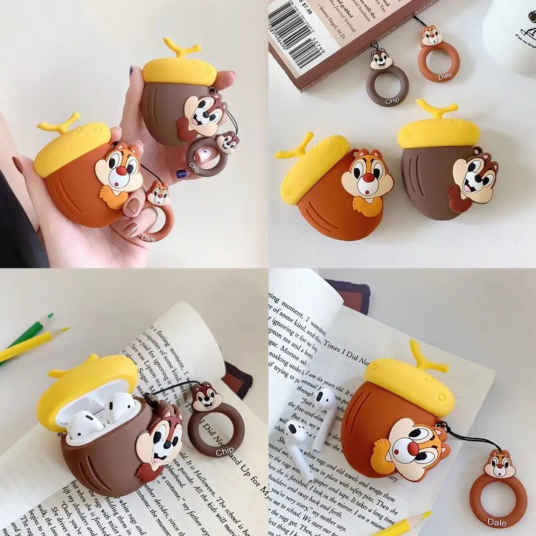 

Disney Cartoon Chip'D Silicone Airpods Case Cute Kawaii Wireless Headphones Protective Fundas For Airpod pro or 1 2