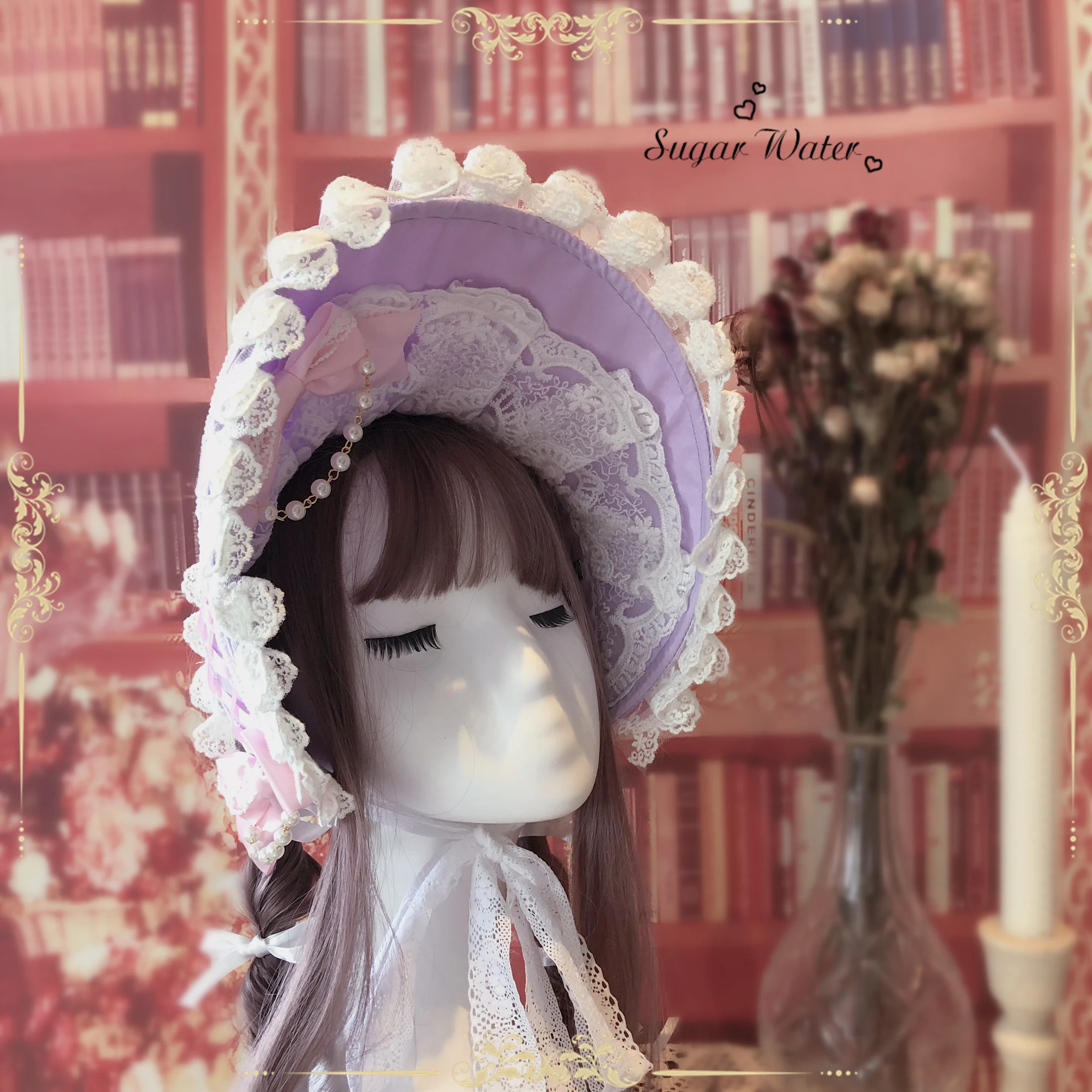 

Lolita's Victorian Hand Work BNT Tradescantia sillamontana Moira Bonnet BB Hat Gorgeous Palace Style Dream Princess Sunhat