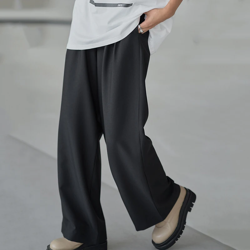 

[EAM] High Elastic Waist Khaki Pleated Long Wide Leg Trousers New Loose Fit Pants Women Fashion Tide Spring Summer 2021 1DD9383