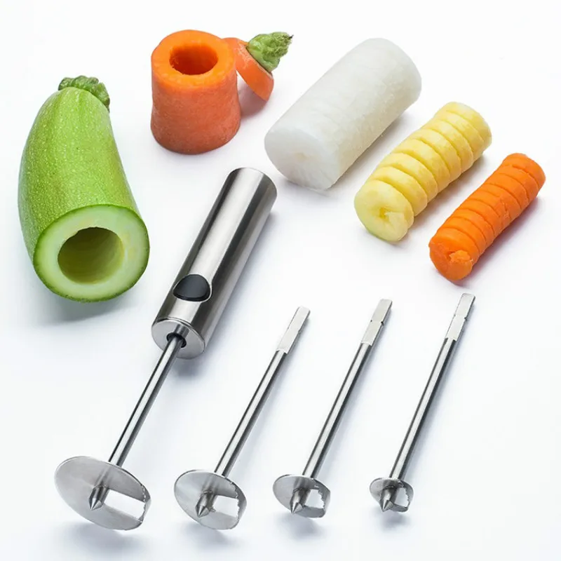 Kitchen Tools Fruit and Vegetable Corer Multipurpose Stainless Steel Drill Dig Hole Opener Fruit Core Remover Set for Vegetables