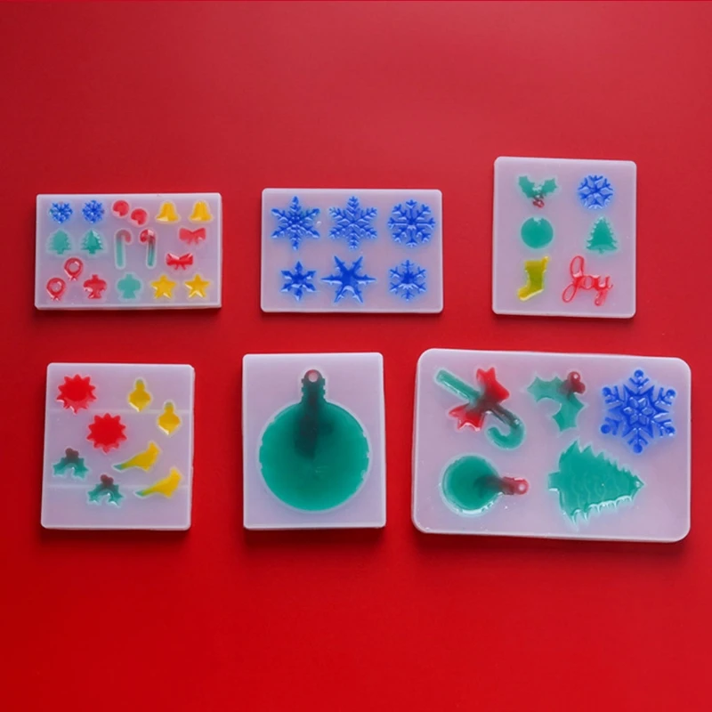 

Resin Crystal Epoxy Mold Snowflake Cane Letter Socks Tags Casting Silicone Mould DIY Crafts Pendant Jewelry Making Tools