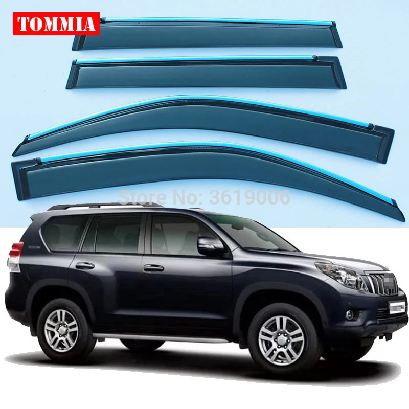 

tommia Brand New For Toyota Prado 2010-2016 Window Visor Shade Vent Wind Rain Deflector Guards Cover 4pcs/Set