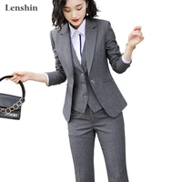 lenshin women quality suit set office ladies work wear women ol pant suits formal female blazer jacket vest trousers 3 pieces