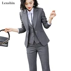 Женский деловой костюм Lenshin, Блейзер, жилет, брюки, комплект из 3 предметов