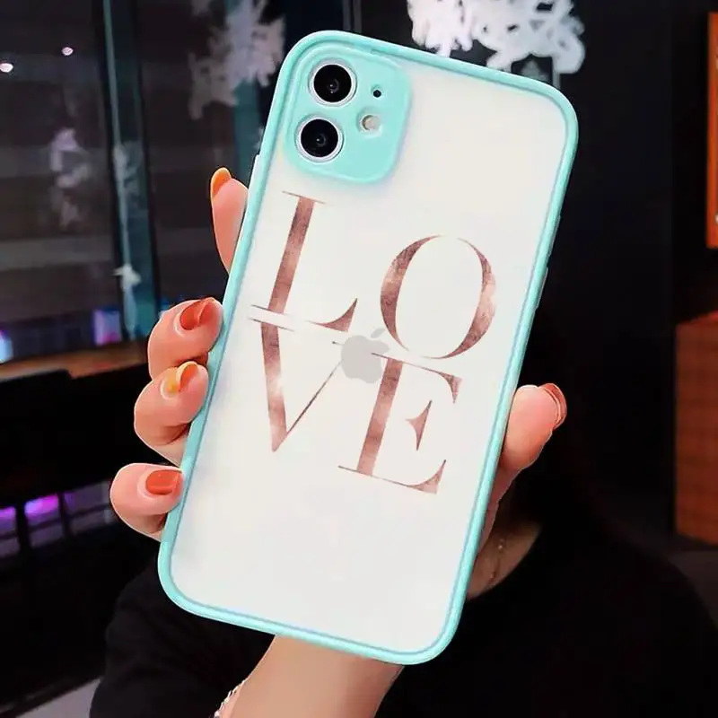 

flower Bling love Phone Cases Matte Transparent for iPhone 7 8 11 12 s mini pro X XS XR MAX Plus