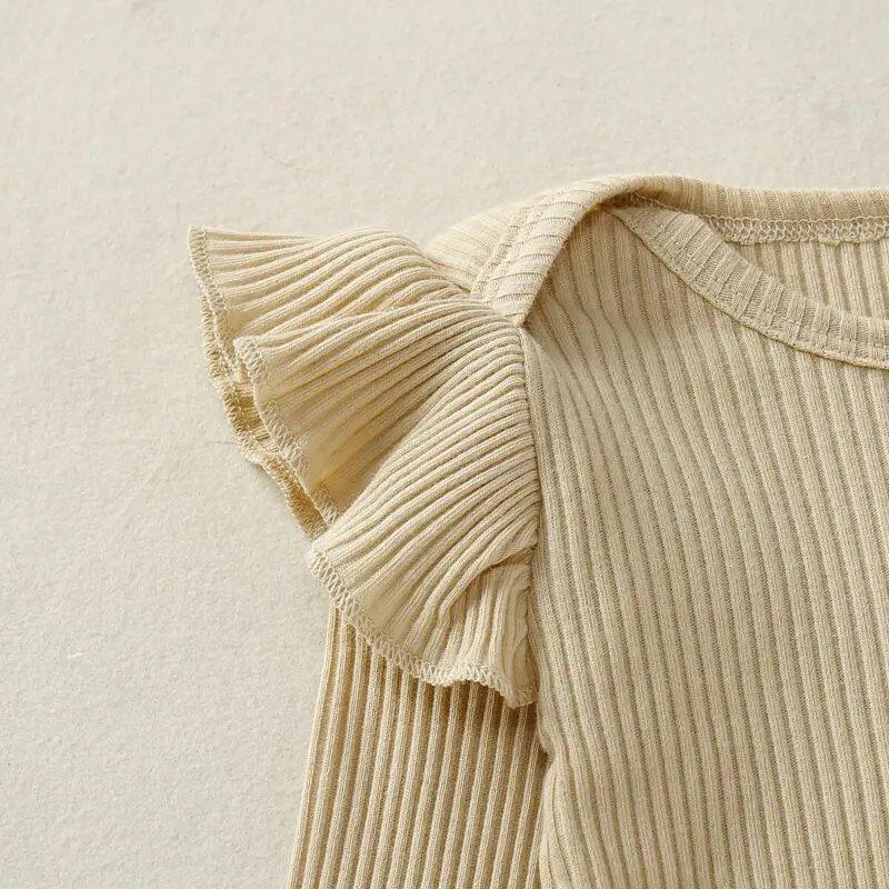 

Newborn Baby Girl Ruffle Knitted Long Sleeve Romper + Loose Floral Printed Bowknot Floral Pants Outfit