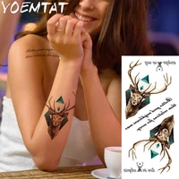 1 piece fantasy color forest deer elk hot large animal temporary tattoo waterproof tattoo sticker for women men