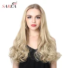 Полупарик Синтетический на клипсе в U-образной части 34 длинные вьющиеся 24 дюйма толстые волосы для наращивания головка для женщин черный коричневый UW04