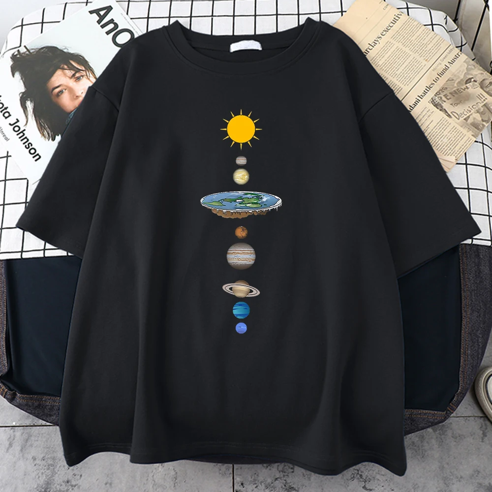 The Eight Planets Of The Solar System Print Men Tshirts Simplicity Crewneck T-Shirts Cool Loose T-Shirt Creativity Fit Male Top