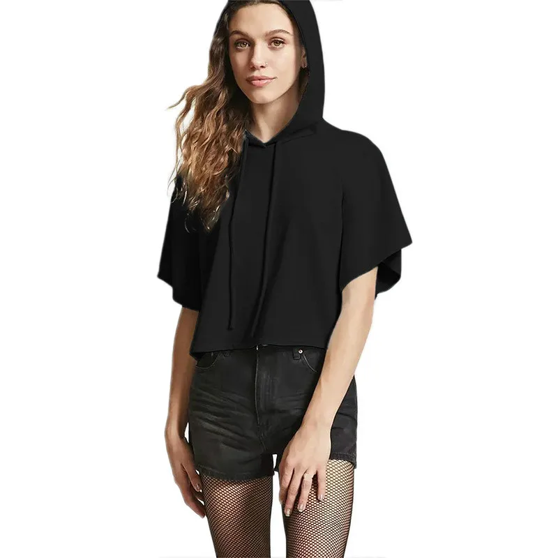 Летняя женская спортивная одежда с коротким рукавом Женская толстовка большого